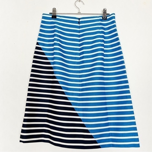 NWT J. CREW A-Line Striped Cotton Skirt Blue and White‎ Lined Size 2. - Picture 7 of 13